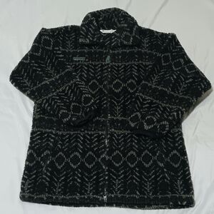 Black and Gray Patterned Fleece Jacket